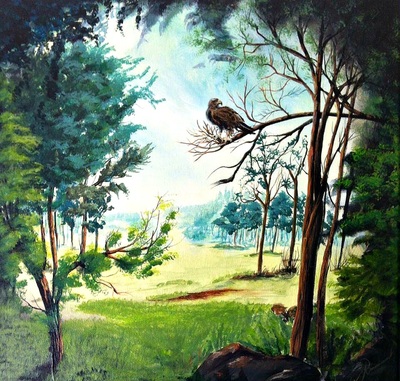 50x50cm brown large eagle in the woods