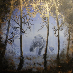 into the forest. bear painting