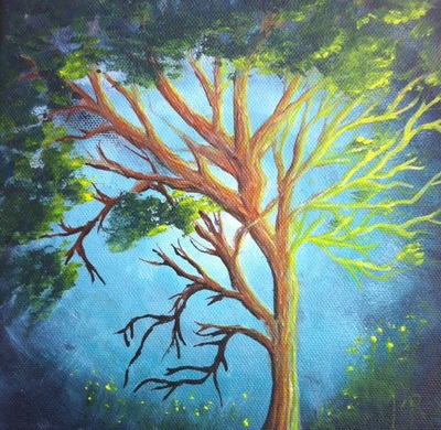 20x20cm magical tree painting. sold