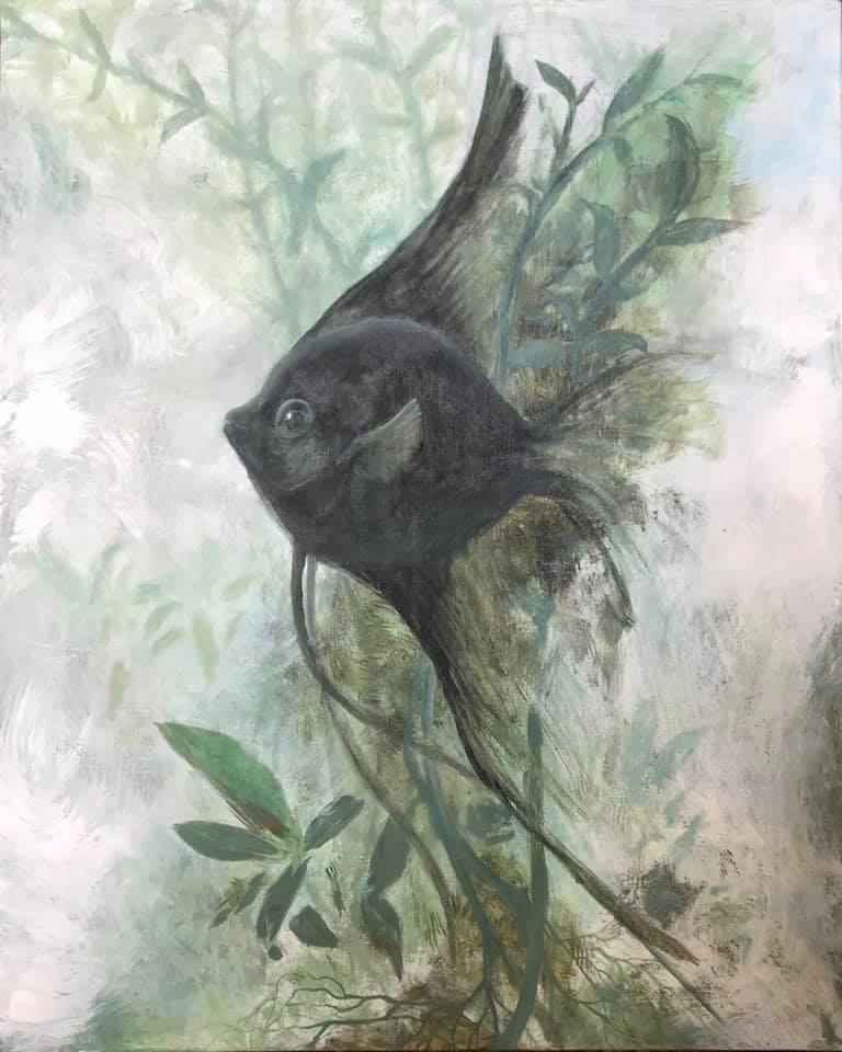 Painting 60x80cm, Angel fish, scalare, 3600,- DKK